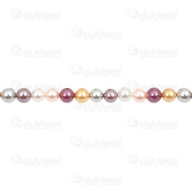 1114-5801-0611 - Bille Perle de Coquillage Stellaris Rond 6mm Jaune/Argent/Rose Corde 15,5 Pouces (env65pcs) 1114-5801-0611,1114-5801-0,montreal, quebec, canada, beads, wholesale