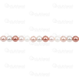1114-5801-0619 - Bille Perle de Coquillage Stellaris Rond 6mm Blanc/Rose/Rose Foncé Corde 15,5 Pouces (env65pcs) 1114-5801-0619,Billes,montreal, quebec, canada, beads, wholesale
