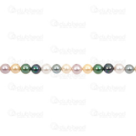 1114-5801-0621 - Bille Perle de Coquillage Stellaris Rond 6mm Creme-Paon-Argent-Vert Trou 0.5mm Corde 15.5po (approx. 65pcs) 1114-5801-0621,Billes,montreal, quebec, canada, beads, wholesale