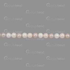 1114-5801-0623 - Bille Perle de Coquillage Stellaris Rond 6mm Blanc-Peche-Rose Corde 15,5 Pouces (env65pcs) 1114-5801-0623,Billes,montreal, quebec, canada, beads, wholesale
