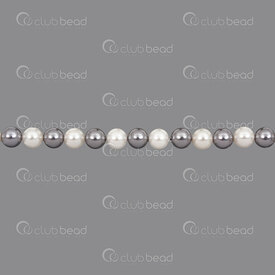 1114-5801-0629 - Bille Perle de Coquillage Stellaris Rond 6mm Argent-Blanc Corde 15,5 Pouces (env65pcs) 1114-5801-0629,perle 6mm,montreal, quebec, canada, beads, wholesale
