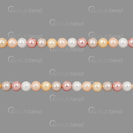 1114-5801-0633 - Bille Perle de Coquillage Stellaris Rond 6mm Blanc-Jaune-Rose Corde 15.5po (approx. 65pcs) 1114-5801-0633,Coquillage,montreal, quebec, canada, beads, wholesale