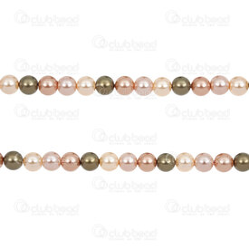 1114-5801-0635 - Bille Perle de Coquillage Stellaris Rond 6mm Rose-Rose Fonce-Kaki Corde 15,5 Pouces (env65pcs) 1114-5801-0635,Billes,Coquillage,montreal, quebec, canada, beads, wholesale