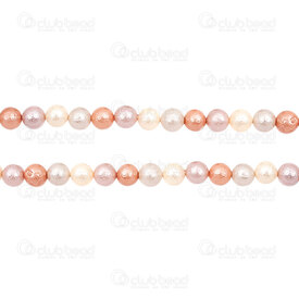 1114-5801-06S19 - Shell Pearl Bead Stellaris Round 6mm White-Pink-Dark Pink Stardust 15.5" String (app65pcs) 1114-5801-06S19,Peach Fuzz,montreal, quebec, canada, beads, wholesale