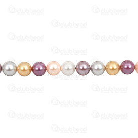 1114-5801-0811 - Bille Perle de Coquillage Stellaris Rond 8mm Jaune/Argent/Rose Corde 15,5 Pouces (env46pcs) 1114-5801-0811,Yellow beads,montreal, quebec, canada, beads, wholesale