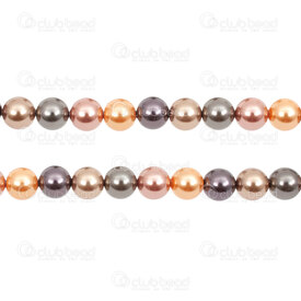 1114-5801-0813 - Bille Perle de Coquillage Stellaris Rond 8mm Brun/Vert Forêt Corde 15,5 Pouces (env42pcs) 1114-5801-0813,1114-5801-0,montreal, quebec, canada, beads, wholesale