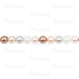 1114-5801-0815 - Bille Perle de Coquillage Stellaris Rond 8mm Blanc-Creme-Bronze Corde 15,5 Pouces (env46pcs) 1114-5801-0815,Billes,Perles pour bijoux,Stellaris,montreal, quebec, canada, beads, wholesale