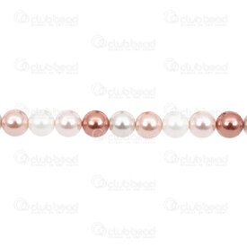 1114-5801-0819 - Shell Pearl Bead Stellaris Round 8mm White-Pink-Dark Pink 15.5" String (app46pcs) 1114-5801-0819,Beads,montreal, quebec, canada, beads, wholesale