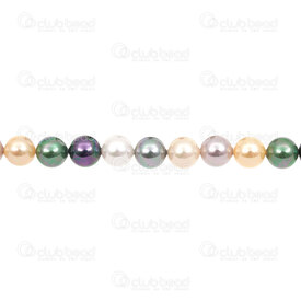 1114-5801-0821 - Shell Pearl Bead Stellaris Round 8mm Cream-Peacock-Silver-Green 0.5mm hole 15.5" String (app50pcs) 1114-5801-0821,Beads,montreal, quebec, canada, beads, wholesale