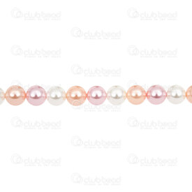 1114-5801-0823 - Bille Perle de Coquillage Stellaris Rond 8mm Blanc-Peche-Rose Corde 15,5 Pouces (env46pcs) 1114-5801-0823,Billes,Coquillage,montreal, quebec, canada, beads, wholesale