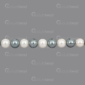 1114-5801-0829 - Bille Perle de Coquillage Stellaris Rond 8mm Argent-Blanc Corde 15,5 Pouces (env46pcs) 1114-5801-0829,Billes,Coquillage,montreal, quebec, canada, beads, wholesale