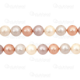 1114-5801-10S19 - Bille Perle de Coquillage Stellaris Rond 10mm Blanc/Rose/Rose Foncé Poussière d'Étoile Corde 15,5 Pouces (env39pcs) 1114-5801-10S19,montreal, quebec, canada, beads, wholesale