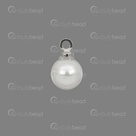 1114-5806-0601 - Shell Pearl Pendant Stellaris Round 6mm White With Peg Bail Cap 10pcs 1114-5806-0601,perle 6mm,montreal, quebec, canada, beads, wholesale