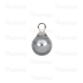 1114-5806-0603 - Shell Pearl Pendant Stellaris Round 6mm Silver With Peg Bail Cap 10pcs 1114-5806-0603,perle 6mm,montreal, quebec, canada, beads, wholesale