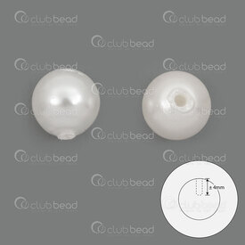 1114-5808-0601 - Shell Pearl Bead Stellaris Round 6mm White Half Drilled 1mm hole 10pcs 1114-5808-0601,stellars,montreal, quebec, canada, beads, wholesale