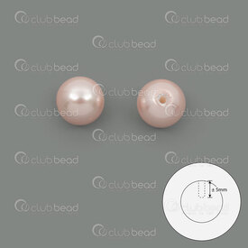 1114-5808-0803 - Shell Pearl Bead Stellaris Round 8mm Pink Half Drilled 1mm hole 10pcs 1114-5808-0803,Beads,Shell,Stellaris Pearls,montreal, quebec, canada, beads, wholesale