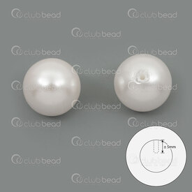 1114-5808-1201 - Shell Pearl Bead Stellaris Round 12mm White Half Drilled 1mm hole 10pcs 1114-5808-1201,Beads,Shell,Stellaris Pearls,montreal, quebec, canada, beads, wholesale