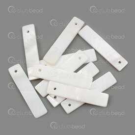1114-9050-01 - Mother of Pearl Pendant Rectangle 30x7x2mm Plain with 1.5mm Natural Hole 10pcs 1114-9050-01,perle rectangle,montreal, quebec, canada, beads, wholesale