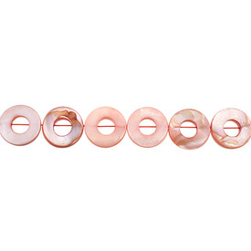 *1114-9912-109 - Shell Bead Round Donut 15MM Coral Pink App. 15'' String  Limited Quantity! *1114-9912-109,Beads,Shell,Lake shell,Bead,Natural,Shell,15MM,Round,Round,Donut,Pink,Coral Pink,China,App. 15'' String,montreal, quebec, canada, beads, wholesale