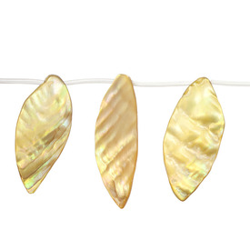 *1114-9912-29 - Shell Bead Leaf 17X43MM Yellow App. 15'' String  Limited Quantity! *1114-9912-29,Dollar Bead - Shell,Bead,Natural,Shell,17X43MM,Leaf,Yellow,Yellow,China,App. 15'' String,Limited Quantity!,montreal, quebec, canada, beads, wholesale