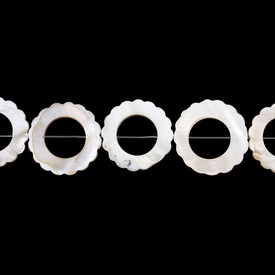 *1114-9912-51 - Shell Bead Flower Donut 25MM Natural App. 15'' String  Limited Quantity! *1114-9912-51,Beads,Shell,Shell,Bead,Natural,Shell,25MM,Flower,Flower,Donut,White,Natural,China,App. 15'' String,montreal, quebec, canada, beads, wholesale