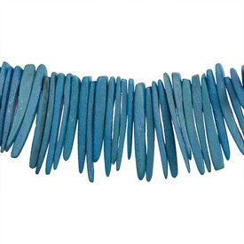 *1116-0222-03 - Coconut Bead Tooth 1'' Aquamarine 16'' String Philippines *1116-0222-03,Beads,Nuts,Bead,Wood,Coconut,1'',Free Form,Tooth,Blue,Aquamarine,Philippines,16'' String,montreal, quebec, canada, beads, wholesale