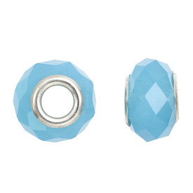 1118-0102-17 - Glass Bead European Style Oval Faceted 14MM Aquamarine Opal Large Hole 5pcs 1118-0102-17,Bead,European Style,Glass,Glass,14MM,Oval,Faceted,Aquamarine,Opal,Large Hole,China,5pcs,montreal, quebec, canada, beads, wholesale