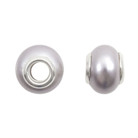 1118-0110-03 - Bille Perle Style Européen Oval 14MM Argent Cœur en Laiton Trou Large 5pcs 1118-0110-03,montreal, quebec, canada, beads, wholesale