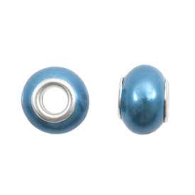 1118-0110-09 - Pearl Bead European Style Oval 14MM Night Blue Brass Coil Large Hole 5pcs 1118-0110-09,Beads,European style,Pearled,Bead,European Style,Glass,Pearl,14MM,Round,Oval,Blue,Night,Brass Coil,Large Hole,montreal, quebec, canada, beads, wholesale
