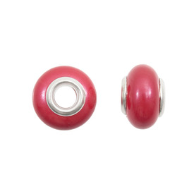 1118-0110-13 - Pearl Bead European Style Oval 14MM Red Brass Coil Large Hole 5pcs 1118-0110-13,Beads,Glass,European style,Bead,European Style,Glass,Pearl,14MM,Round,Oval,Red,Brass Coil,Large Hole,China,montreal, quebec, canada, beads, wholesale