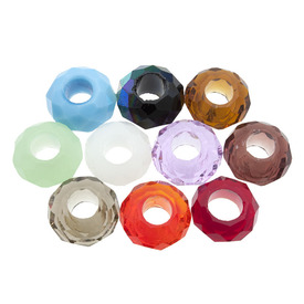 *1118-0199-03 - Glass Bead European Style Oval Faceted 14MM Mix Large Hole 10pcs  Limited Quantity! *1118-0199-03,Clearance by Category,Glass,Bead,European Style,Glass,Glass,14MM,Round,Oval,Faceted,Mix,Mix,Large Hole,China,montreal, quebec, canada, beads, wholesale