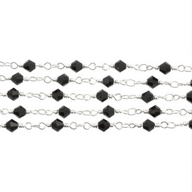 *1122-5830-13 - Stellaris Metal Chain Silver Plated 4mm Bicone Bead Jet 1m *1122-5830-13,Chains,Metal,Chain,Silver Plated,4mm,Jet,Bicone Bead,1m,China,Stellaris,montreal, quebec, canada, beads, wholesale