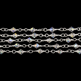*1122-5831-01 - Stellaris Metal Chain Silver Plated 4mm Bicone Bead Crystal AB 1m *1122-5831-01,Chains,Metal,Chain,Silver Plated,4mm,Crystal AB,Bicone Bead,1m,China,Stellaris,montreal, quebec, canada, beads, wholesale