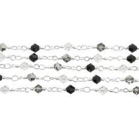 *1122-5832-01 - Stellaris Metal Chain Silver Plated 4mm Bicone Bead Silver Mix 1m *1122-5832-01,Chains,Metal,Chain,Silver Plated,4mm,Silver Mix,Bicone Bead,1m,China,Stellaris,montreal, quebec, canada, beads, wholesale