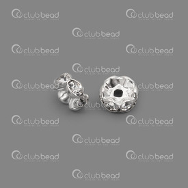 1190-02501-SL - Rhinestone Bead Rondelle Fancy Edge 8mm Crystal Silver 2mm Hole 20pcs 1190-02501-SL,Findings,Spacers,Rhinestones,8MM,Bead,Glass,Rhinestone,8MM,Round,Rondelle,Fancy Edge,Crystal,Silver,2mm Hole,montreal, quebec, canada, beads, wholesale