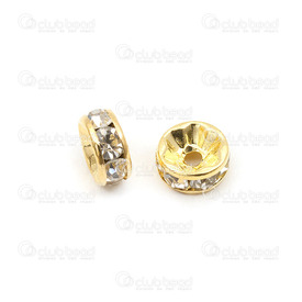 1190-0251-GL - Rhinestone Bead Rondelle Straight Edge 8mm Crystal Gold 2mm Hole 20pcs 1190-0251-GL,Findings,Spacers,Rhinestone,Bead,Glass,Rhinestone,8MM,Round,Rondelle,Straight Edge,Crystal,Gold,2mm Hole,20pcs,montreal, quebec, canada, beads, wholesale