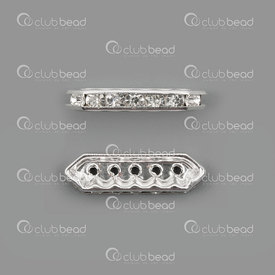 1190-0513-SL - Rhinestone Bead Silver Spacer 28.5X8 MM , 7 Crystal 5 Holes 20pcs 1190-0513-SL,Beads,Rhinestones,montreal, quebec, canada, beads, wholesale