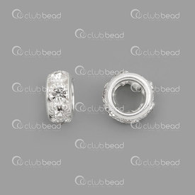 1190-0515-12.5WH - Metal spacer 12.5x6MM nickel with Rhineston crystal 8mm big hole 10pcs 1190-0515-12.5WH,Beads,Rhinestones,montreal, quebec, canada, beads, wholesale