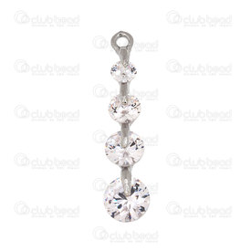 1190-5001 - Metal Pendentif Tige 27x7mm Nickel avec 4 Zircon cubique Cristal Clair 5pcs 1190-5001,1190-5,montreal, quebec, canada, beads, wholesale