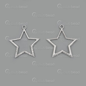 1190-5003 - Metal Pendant Star 28.5x30.2mm with rhinestone Nickel 10pcs 1190-5003,1190-5,montreal, quebec, canada, beads, wholesale