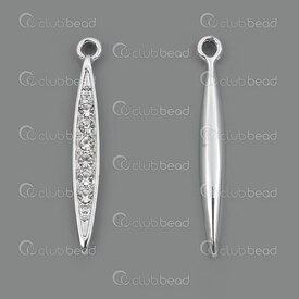 1190-5009 - Metal Pendant Oval long 33.5x4.5mm with rhinestone Nickel 10pcs 1190-5009,montreal, quebec, canada, beads, wholesale