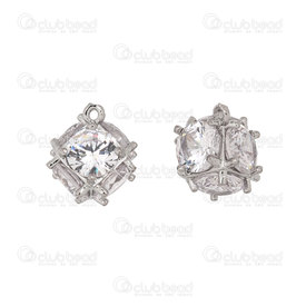 1190-5101-09 - Metal charm fancy cube 9mm Nickel with high quality cubic zirconia crystal clear 5pcs 1190-5101-09,Charms,Metal,montreal, quebec, canada, beads, wholesale