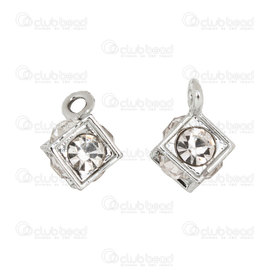1190-5108-07 - Metal charm Cube 7mm Nickel with high quality cubic zirconia crystal clear 10pcs 1190-5108-07,Charms,With Crystal,montreal, quebec, canada, beads, wholesale