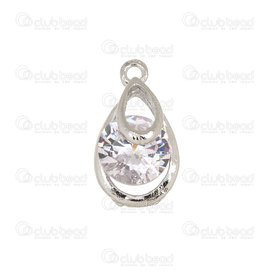 1190-5111 - Metal charm Water drop 9.5x16mm Nickel with high quality cubic zirconia crystal clear 5pcs 1190-5111,Charms,Metal,montreal, quebec, canada, beads, wholesale