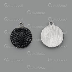 1190-5121 - Metal Charm Round 18.5x18.5mm with rhinestone black Nickel 10pcs 1190-5121,Charms,With Crystal,montreal, quebec, canada, beads, wholesale