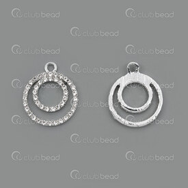 1190-5123 - Metal Charm Two Circle 18mm, 12mm with rhinestone Nickel 10pcs 1190-5123,Charms,Metal,montreal, quebec, canada, beads, wholesale