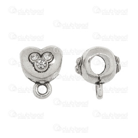 1190-5214-001 - Heart metal bead with one loop with rhine stone 10*14mm 10 pcs 1190-5214-001,one,montreal, quebec, canada, beads, wholesale