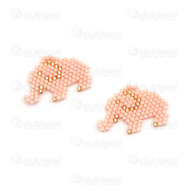 1411-2100-03 - Miyuki Charm Elephant Pink-Gold 17x27x2mm with loop 2pcs 1411-2100-03,Weaving,Miyuki woven elements,montreal, quebec, canada, beads, wholesale