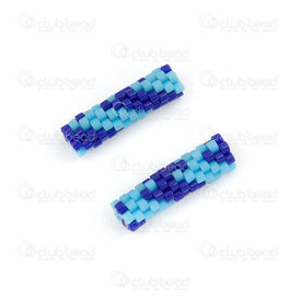 1411-2402-01 - Miyuki Bille Tube Marine-Bleu 20x5mm Motif Ligne avec Trou 1.5mm 2pcs 1411-2402-01,1411,montreal, quebec, canada, beads, wholesale