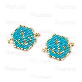 1411-2603 - Miyuki Link Anchor Turquoise-Gold 20x25.5x2mm with 2 loops 2pcs 1411-2603,Weaving,Miyuki woven elements,montreal, quebec, canada, beads, wholesale